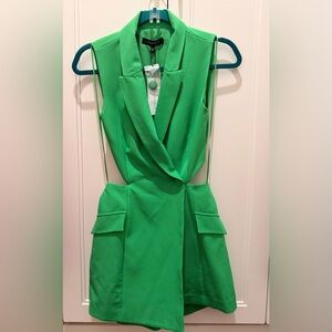 Green Sleeveless Blazer Romper